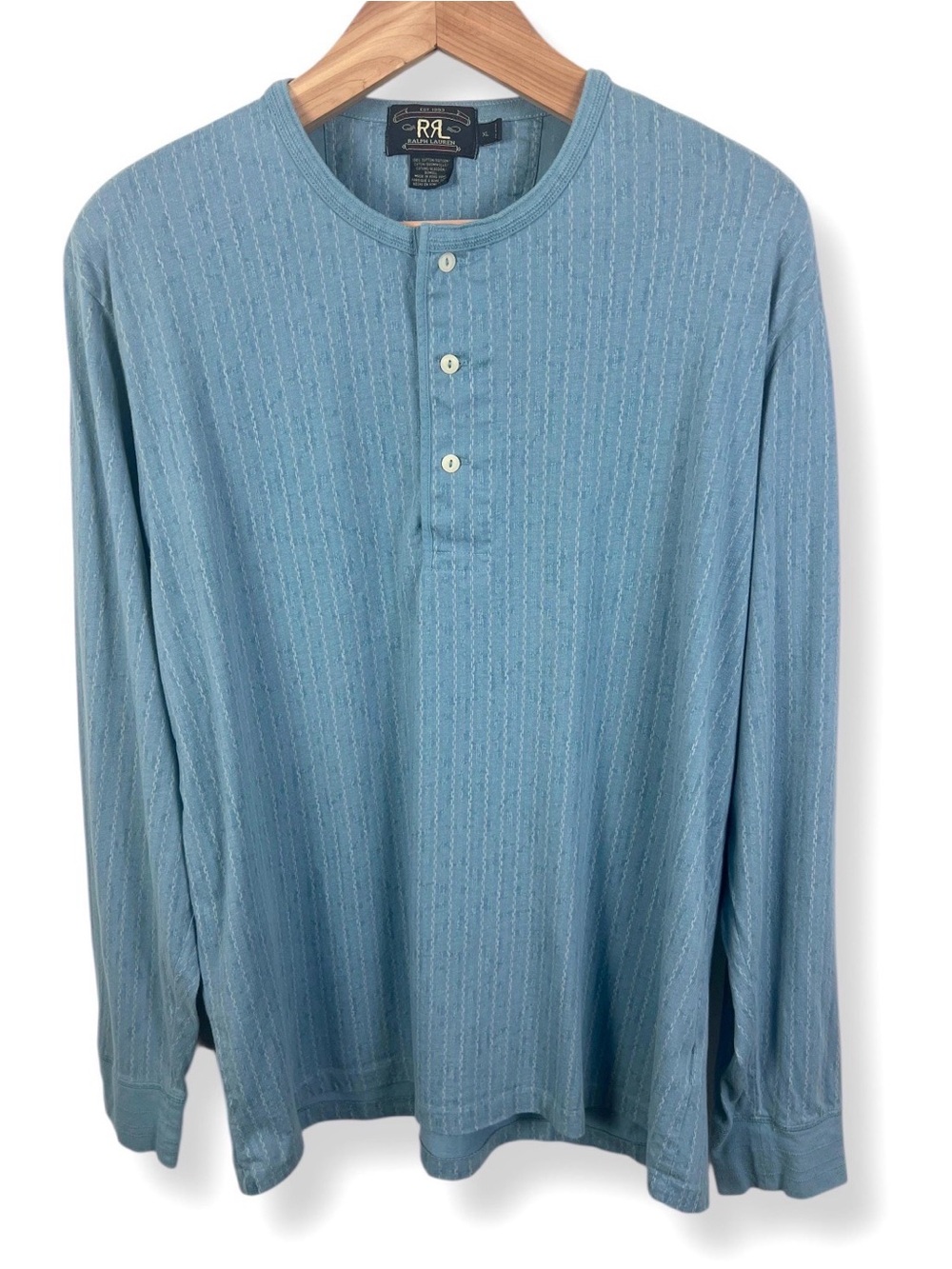RRL Double RL by Ralph Lauren Vintage 90’s Black Label 3 Star Blue Henley Sz L
